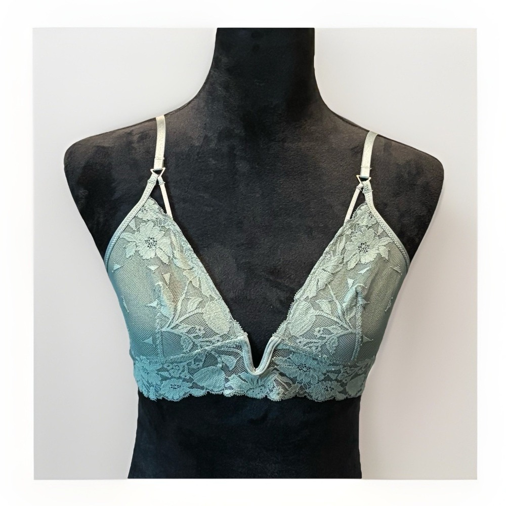 Aerie Wildflower Lace Triangle Bralette Sz S Dainty Feminine Girlcore Sage Green